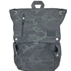 Duchamp London Camo Flapover Backpack in Charcoal Green